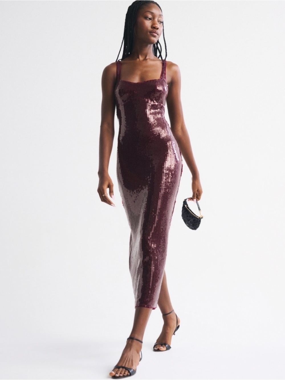 Abercrombie Wine Sequin Midi Dress – Holiday Party/NYE
